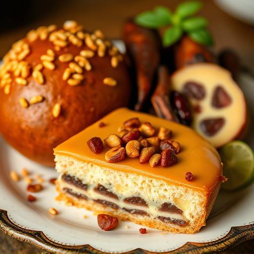 A collection of classic South African dishes, including Bobotie, Biltong, and Milk Tart, representing the country's rich culinary heritage.