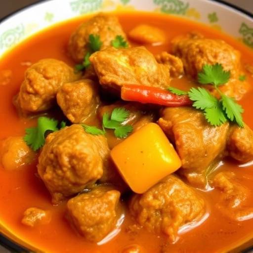 A golden, crispy Bunny Chow filled with a flavorful mutton curry.