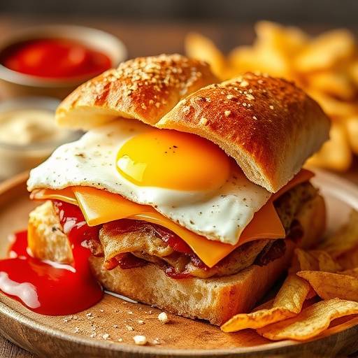 A Kota, a quarter loaf of bread filled with various ingredients such as chips, polony, egg, cheese, and sauces.