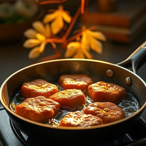 Image depicting vetkoek being fried in a pan