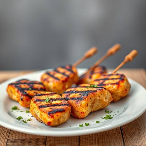 Image of a plate of grilled chicken sosaties