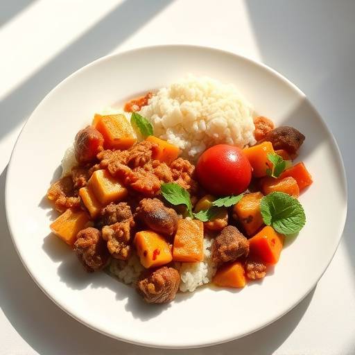 Image showing a plate of quick chakalaka and pap