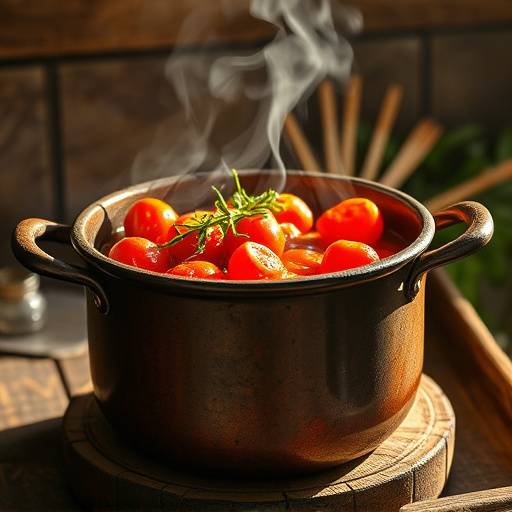 Picture of a quick tomato bredie cooking in a pot